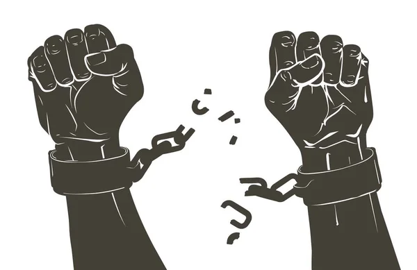 Breaking chains - symbol of liberation and freedom